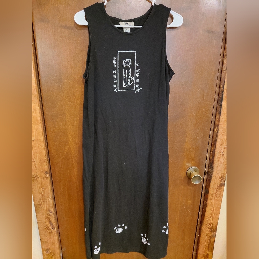 Funky Cat Dress 100% Cotton Vintage